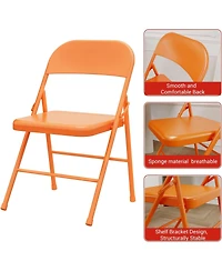 gaomon Folding Chairs Set of 2 Metal Chairs and Hold Up to 350 Pounds Foldable Chairs for Outdoor and Indoor, Lightweight Folding Chair