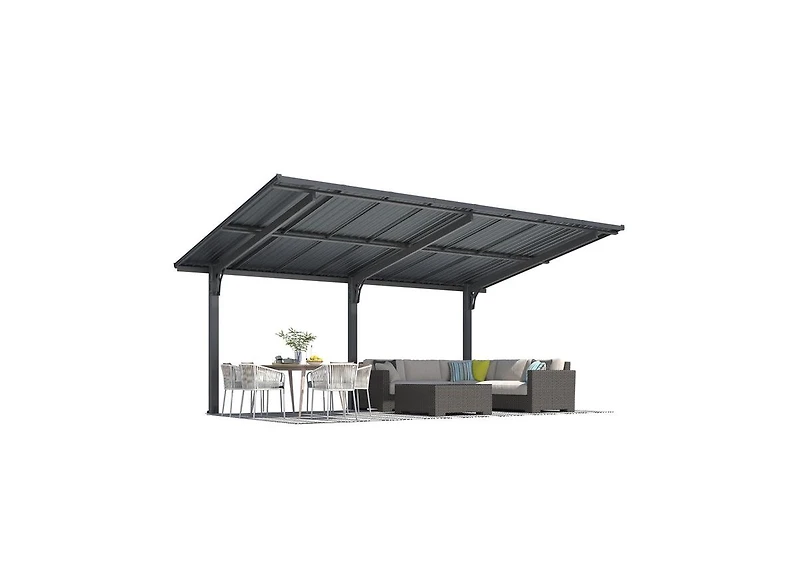 Aecojoy 16'x10' Lean to Hardtop Metal Carport Gazebo, 10x16 Outdoor Freestanding Pergola Gazebo