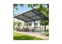 Aecojoy 16'x10' Lean to Hardtop Metal Carport Gazebo, 10x16 Outdoor Freestanding Pergola Gazebo