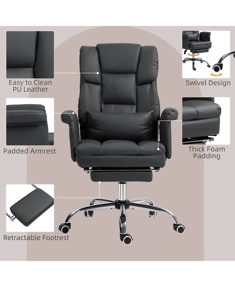Boyel Living Executive Office Chair Pu Leather Ergonomic Desk Reclining Footrest Lumbar Support