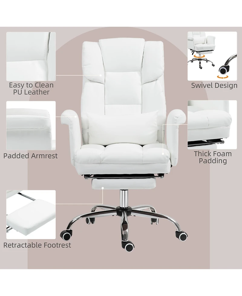 Boyel Living Executive Office Chair Pu Leather Ergonomic Desk Reclining Footrest Lumbar Support