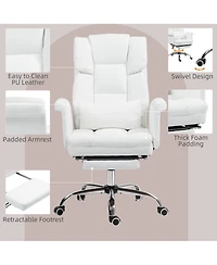 Boyel Living Executive Office Chair Pu Leather Ergonomic Desk Reclining Footrest Lumbar Support