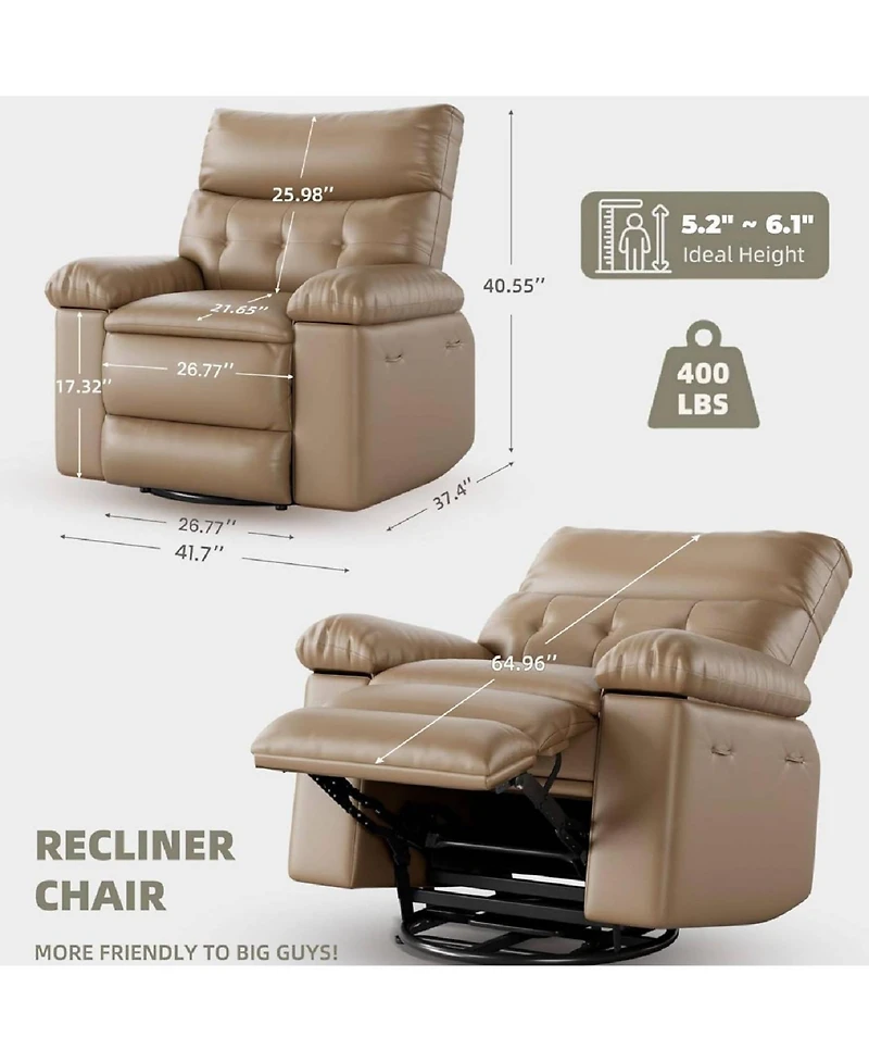 gaomon Oversized Manual Recliner Sofa Chair for Living Room, Bedroom