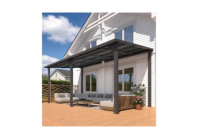 Aecojoy 16' x 8' Hardtop Gazebo Outdoor Pergola Lean to Metal Pergolas
