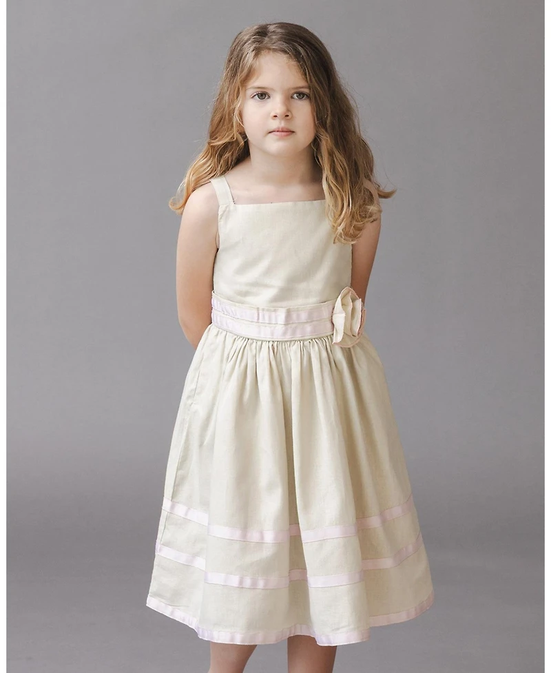 Hope & Henry Toddler Girls and Linen Cami Rosette Dress