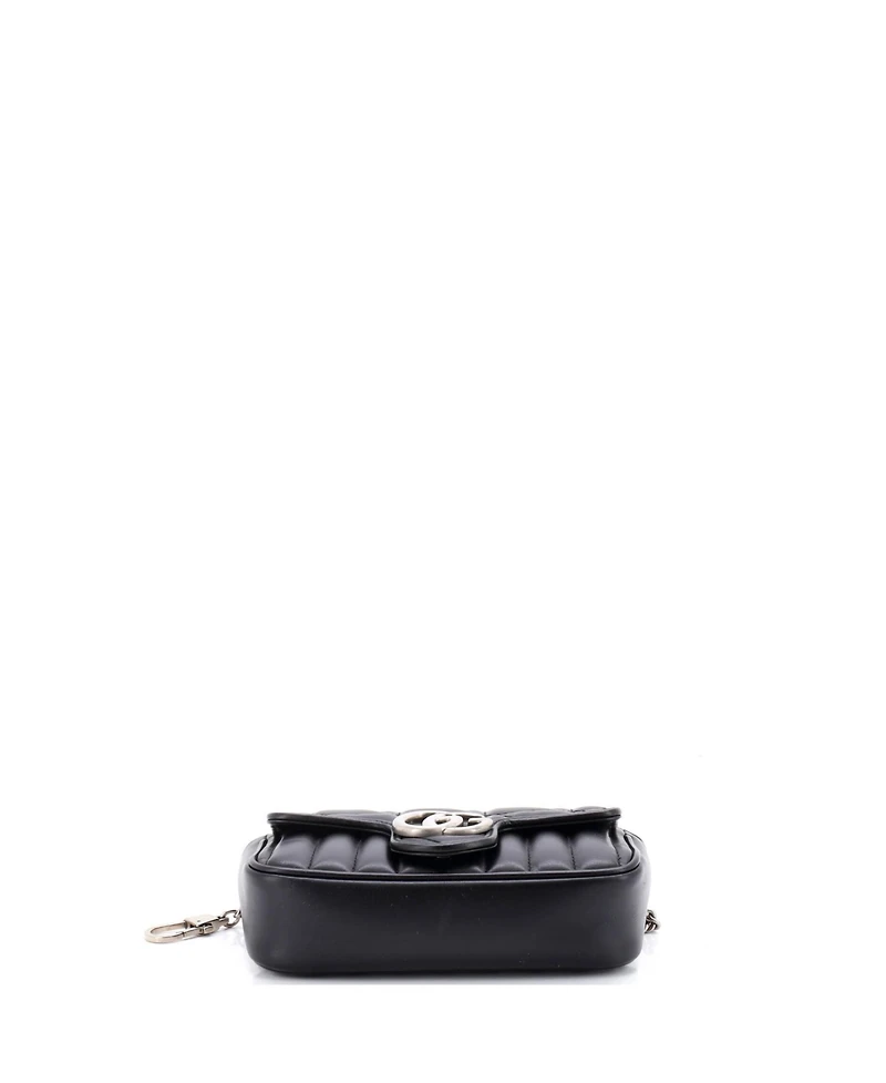 Pre-Owned Gucci Super Mini Gg Marmont Flap Bag Mixed Matelasse Leather