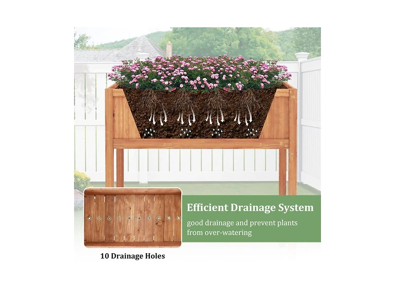 Slickblue Raised Wooden Garden Bed with Storage & 220 lb Capacity