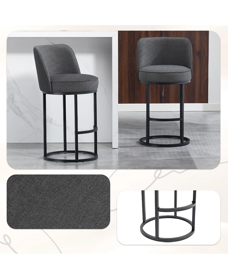 Rainsken Modern Barrel Bar Stools Set of 2