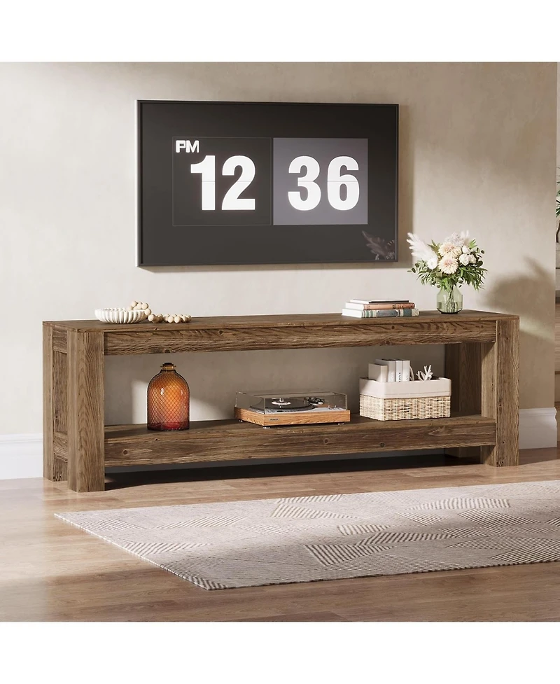 Tribesigns 70.9-Inch Solid Wood Tv Stand, Farmhouse Tv Console for 65/70/80/85-Inch TVs, Entertainment Center