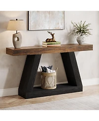 Tribesigns Farmhouse Console Table, 55-Inch Rustic Sofa Table with Storage, Industrial Wooden Entryway for Hallway