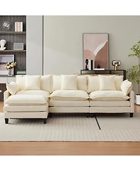 gaomon 112" L-Shaped Modular Sectional Sofa, Deep Seat Cloud Couch with Chenille and Corduroy, Ottoman and Armrests