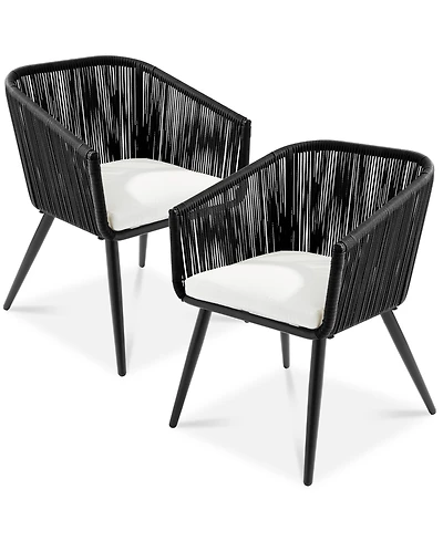 Best Choice Products Set of 2 Indoor Outdoor Patio Dining Chairs Woven Wicker Seating 250lb Capacity - Gray/Black