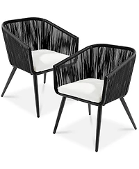 Best Choice Products Set of 2 Indoor Outdoor Patio Dining Chairs Woven Wicker Seating 250lb Capacity - Gray/Black