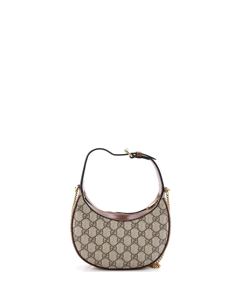 Pre-Owned Gucci Mini Interlocking G Patch Half Moon Hobo Gg Coated Canvas
