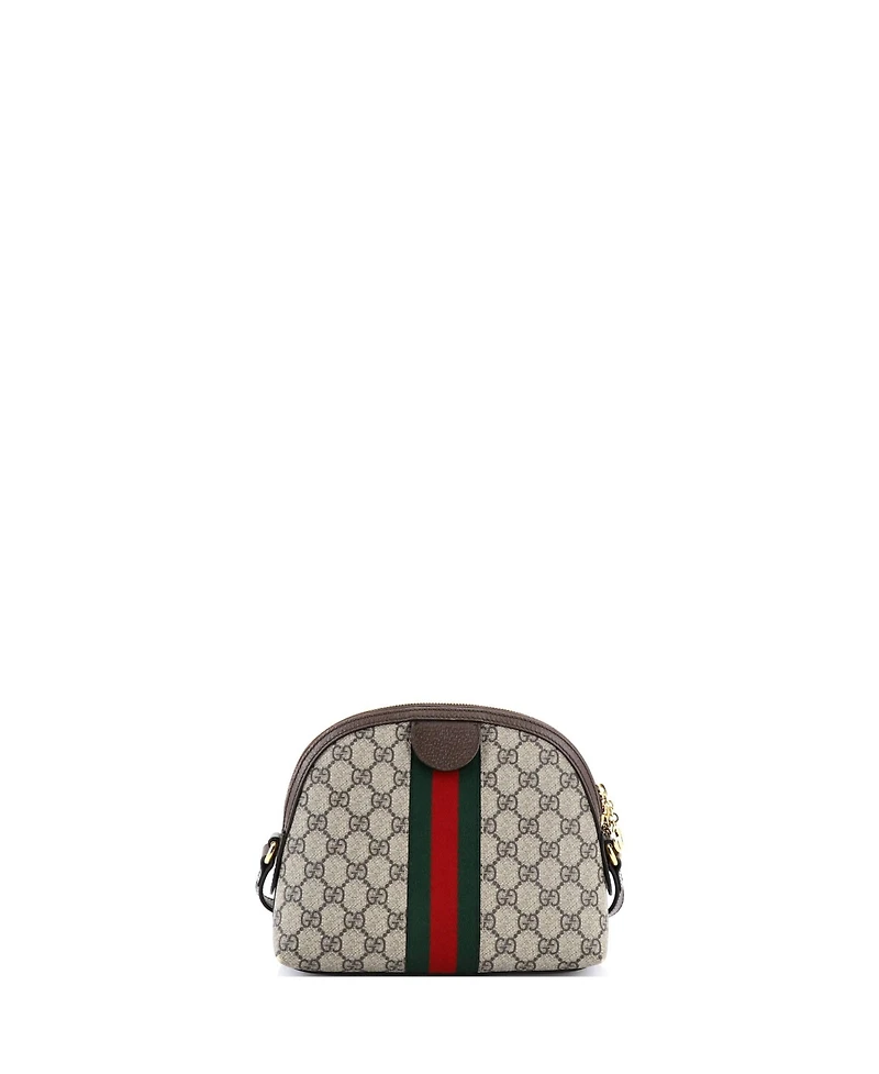 Pre-Owned Gucci Small Ophidia Dome Shoulder Bag Gg Coated Canvas