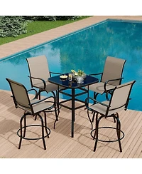 gaomon 5-Piece Outdoor Bar Set with Bistro Table and 4 Chairs, Bar Height Patio Dining Set