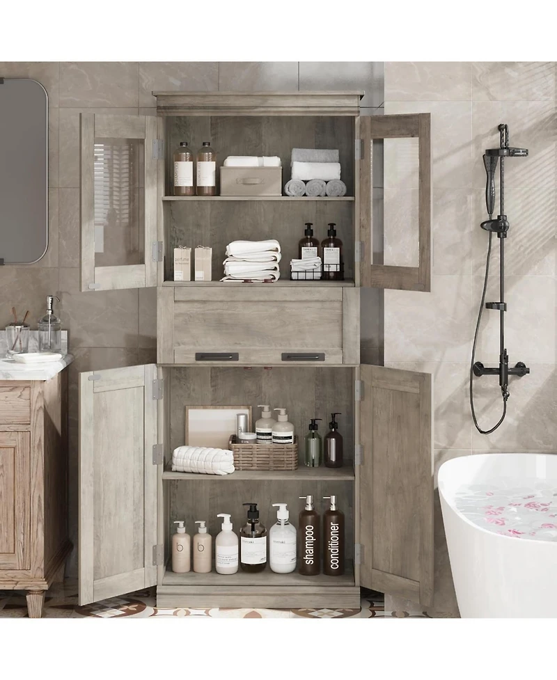 gaomon Tall Bathroom Cabinet, Storage Cabinet with Door and Drawer, Adjustable Shelf, Storage Freestanding for Laundry Room, Kitchen