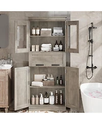 gaomon Tall Bathroom Cabinet, Storage Cabinet with Door and Drawer, Adjustable Shelf, Storage Freestanding for Laundry Room, Kitchen