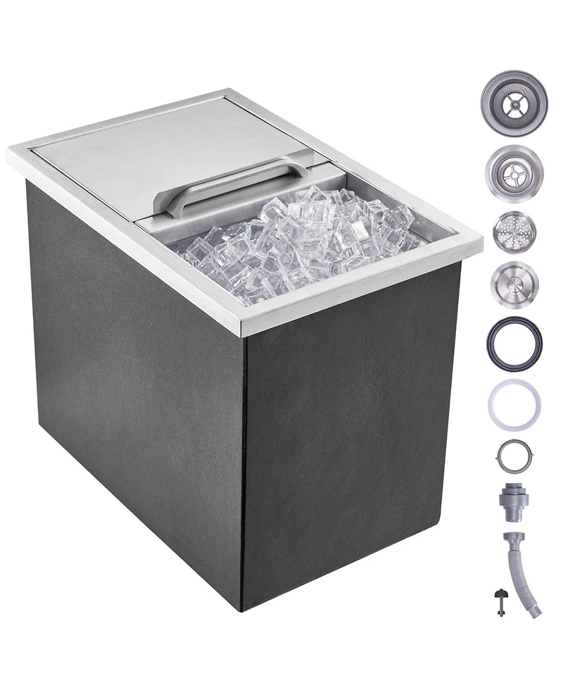 Mecale 18 x 12 x 14.5 Inch Drop-In Stainless Steel Ice Chest, 40.9 Qt with Sliding Lid