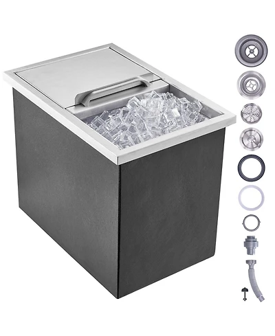 Mecale 18 x 12 x 14.5 Inch Drop-In Stainless Steel Ice Chest, 40.9 Qt with Sliding Lid