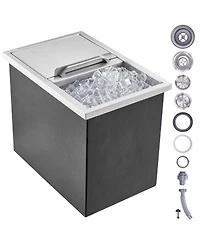 Mecale 18 x 12 x 14.5 Inch Drop-In Stainless Steel Ice Chest, 40.9 Qt with Sliding Lid