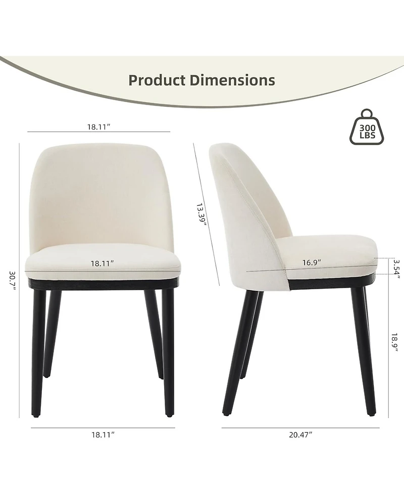 gaomon Dining Chairs Set of 2, Upholstered Chairs with Padded Seat & Wood Legs