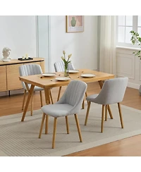 gaomon Dining Chairs Set of 4, Upholstered Fabric Chairs with Curved Back & Oak Legs