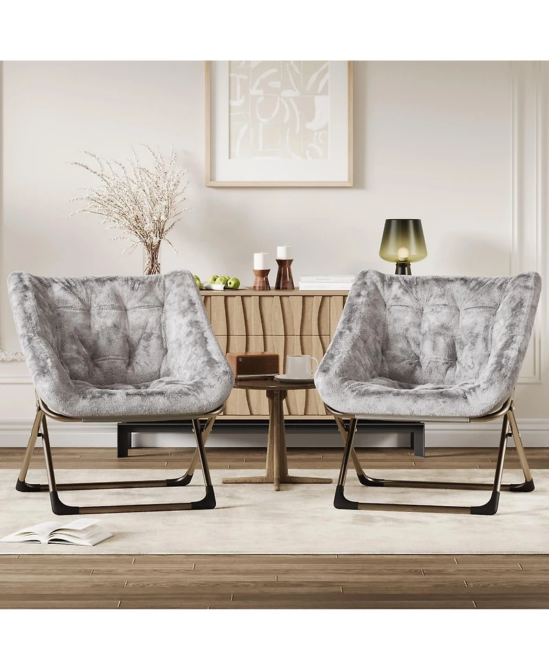 gaomon Rabbit Fur Saucer Chair