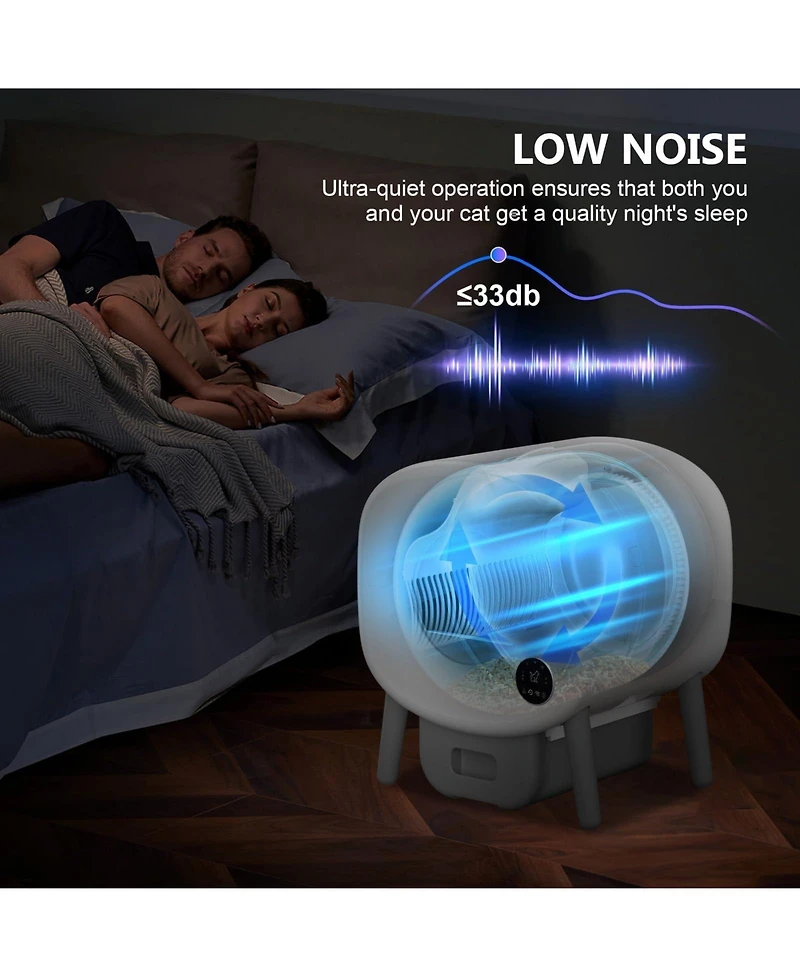 Cumrige Fumoi Self Cleaning Litter Box,Large Capacity Automatic Cat Litter Box Self Cleaning for Multiple Cats with App Control and Safety Protection