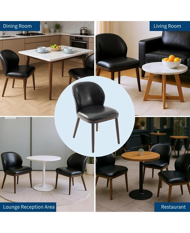 gaomon Dining Chairs Set of 6, Upholstered Kitchen Chairs with Ergonomic Back & Wood Legs