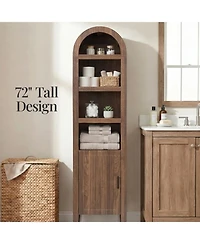 Best Choice Products 72" Tall Narrow Storage Cabinet w/ Adjustable Shelves, 4-Tier Modern Arched Bookcase - Narrow