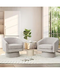 gaomon 360degree(s)Swivel Accent Chair with Arms,Round Chenille Fabric and Soft Cushion Chair for Living Room Bedroom Reading