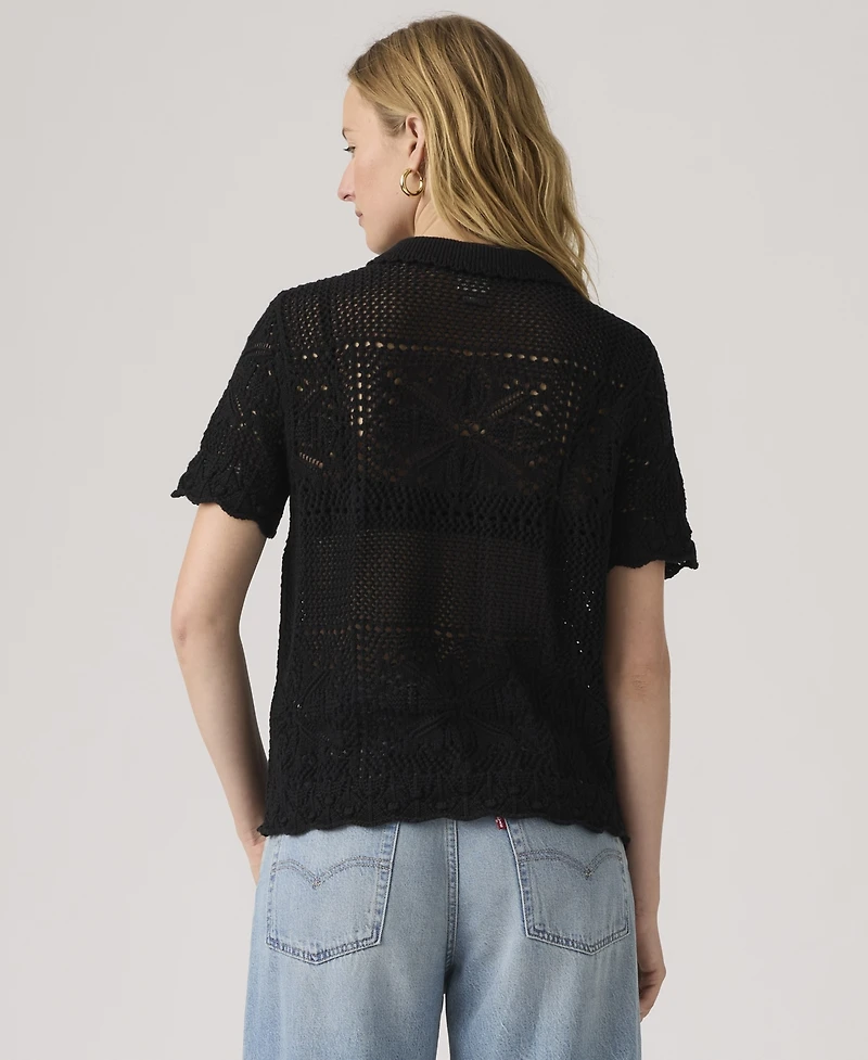 Levi's Women's Susanna Floral Crochet Collared Cotton Shirt