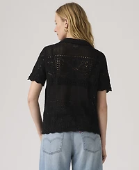Levi's Women's Susanna Floral Crochet Collared Cotton Shirt