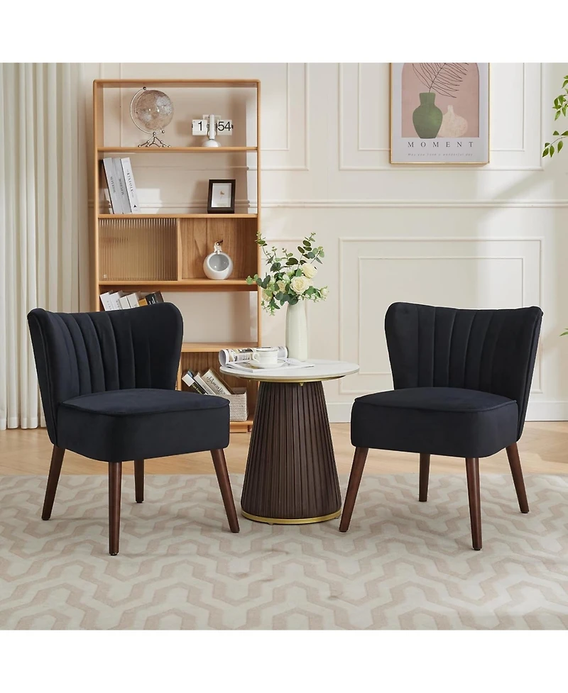 gaomon Modern Velvet Accent Chair with Wood Legs