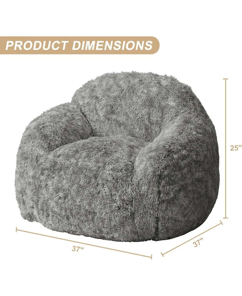 gaomon Adult Bean Bag Chair with Armrest, Faux Fur Plush
