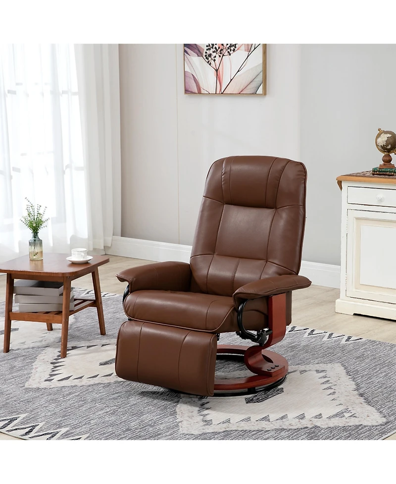 Boyel Living Faux Leather Manual Recliner with Swivel Base and Footrest