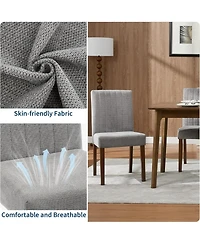 gaomon Parsons Button Tufted Dining Chairs Set of 4, Upholstered Fabric Chairs with Wood Legs, Vertical Stripe