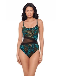 Miraclesuit Women's Printed Scoop Neck Underwire One-Piece Swimsuit