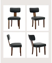 gaomon Leather Dining Chairs Set of 4, Upholstered Chairs with Curved Back & Wood Frame,