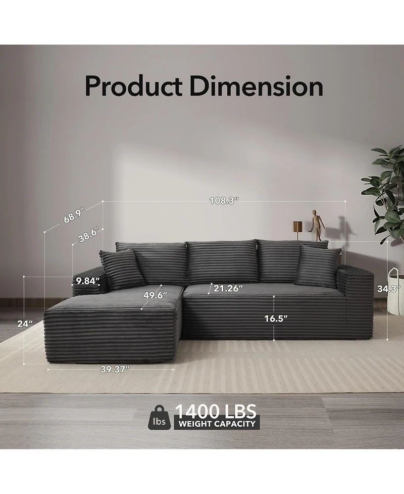 gaomon 108" Sectional Couches for Living Room