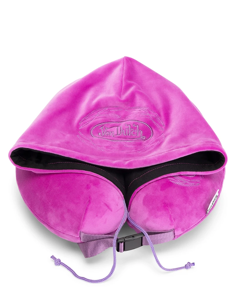 Von Dutch Pinstripe Hooded Memory Foam 11" Travel Neck Pillow