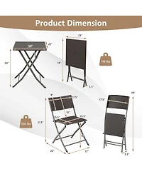 Gymax 3PCS Patio Bistro Set Folding Wicker Chairs and Table Outdoor Patio Furniture Set