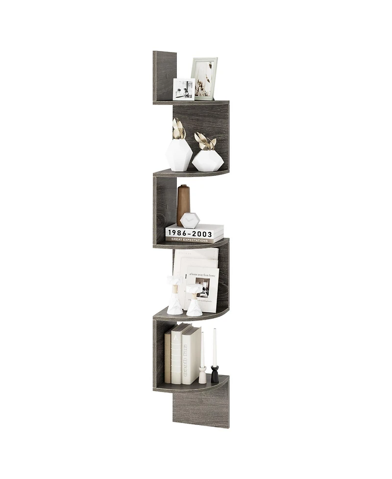 Slickblue 5 Tier Corner Wall Shelf Floating Organizer for Books & Decor