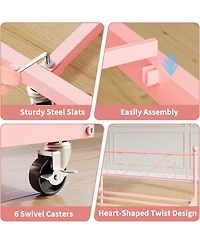 gaomon Daybed with Trundle, Twin Bed with Heart-Shaped Headboard, Sturdy Metal Frame with Slat Support