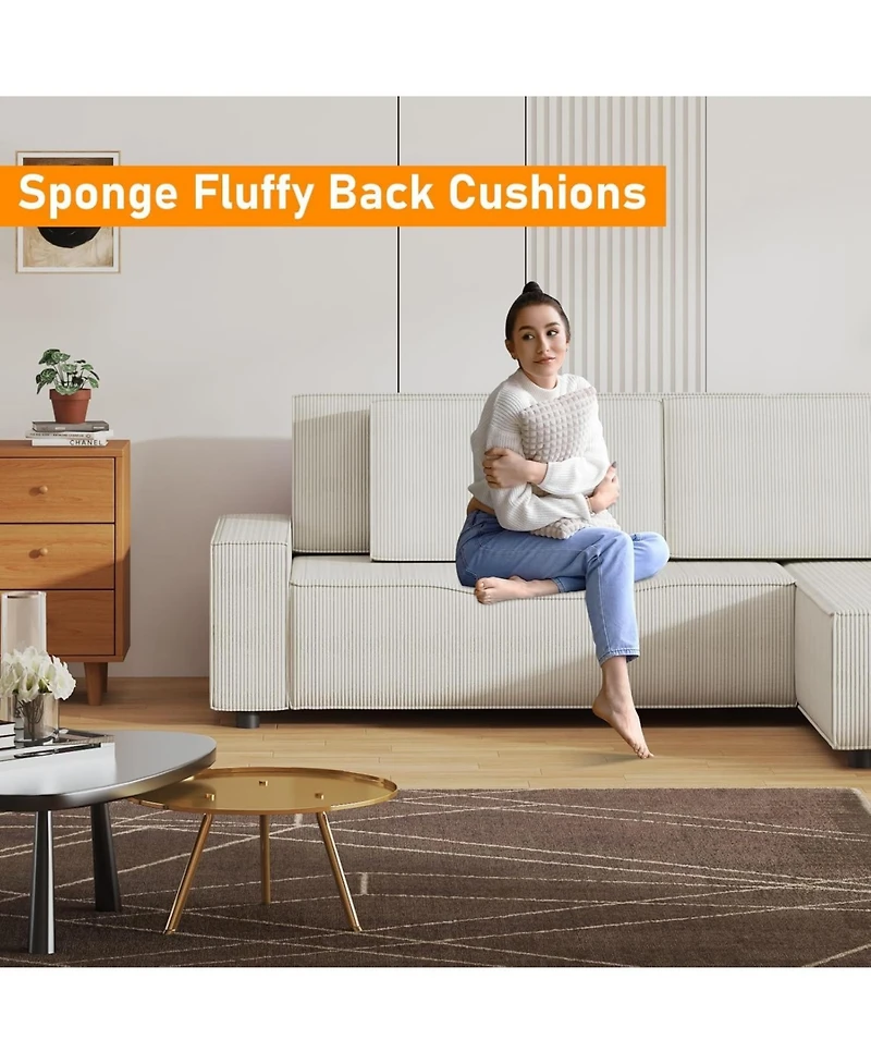 gaomon 70" Oversized Cloud Couch, Mid-Century Chenille Sofa with Usb and Side Pockets, Deep Seat