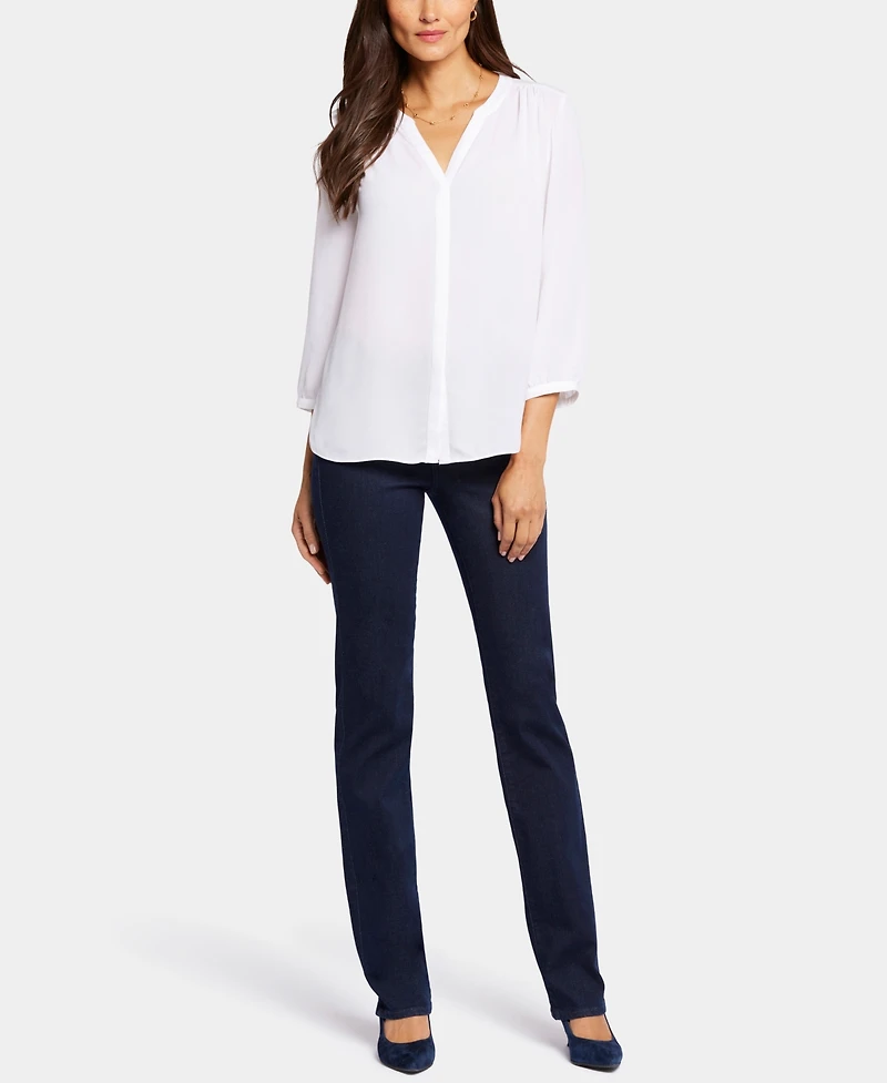 Nydj Petite Pintuck Split neck Top