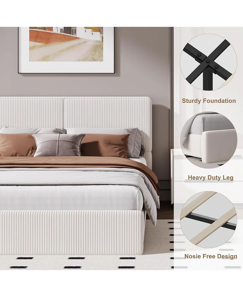 gaomon Upholstered Bed, Soft and Cozy Bed Frame, Modern Design, No Box Spring Needed for Bedroom