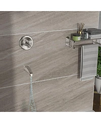 Busdays 10" Round Rain Shower Head Systems with Waterfall Tub Spout, Brushed Nickel,Wall Mounted shower
