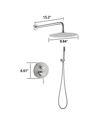 Busdays Wall Mounted Round Shower Combo Set with 10" Rain Shower head and Handheld Shower Head Set with Pressure Balancing Valve